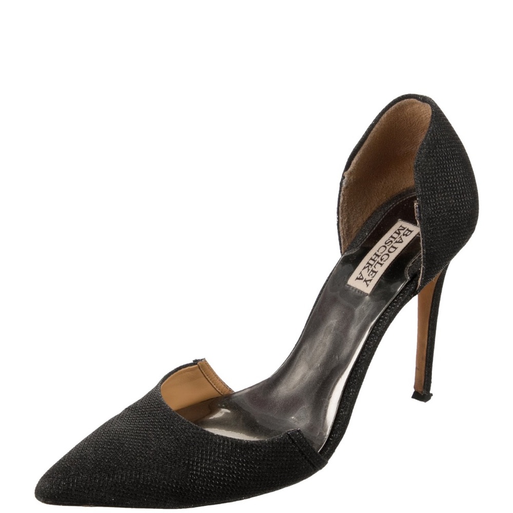 Badgley Mischka Black Glitter Heels